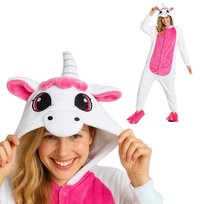 Piżama Onesie Kigurumi Kostium Przebranie Różowy Jednorożec S: 145-155cm