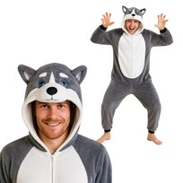Piżama Onesie Kigurumi Kostium Przebranie Szary Husky S: 145 - 155cm