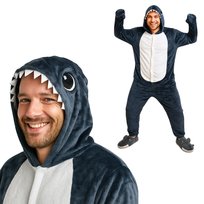 Piżama Onesie Kigurumi Kostium Przebranie Szary Rekin XXL: 185 - 195cm