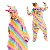 Piżama Onesie Kigurumi Kostium Tęczowy Jednorożec L: 165 - 175cm