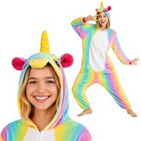 Piżama Onesie Kigurumi Kostium Tęczowy Jednorożec S: 145 - 155cm
