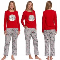 Piżama Świąteczna Damska Długa Ciepła Renifer Prezent Na Święta Moraj M Red