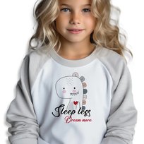 Piżama Szara Dziecięca SLEEP LESS DREAM MORE Urocze Wzory Rozmiar 122 cm