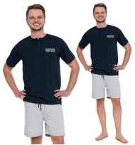 Piżama Wygodna Męska T-Shirt na Krótki Rękaw Szorty Bawełniana MORAJ M