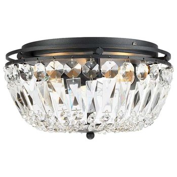 Plafon LAMPA sufitowa VASA 107587 Markslojd okrągła OPRAWA kryształowa crystal IP21 czarna przezroczysta - Markslojd