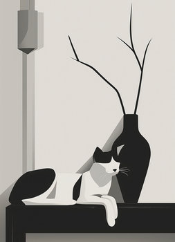 Plakat 13x18cm Kot w Odcieniach Szarości - Zakito Posters