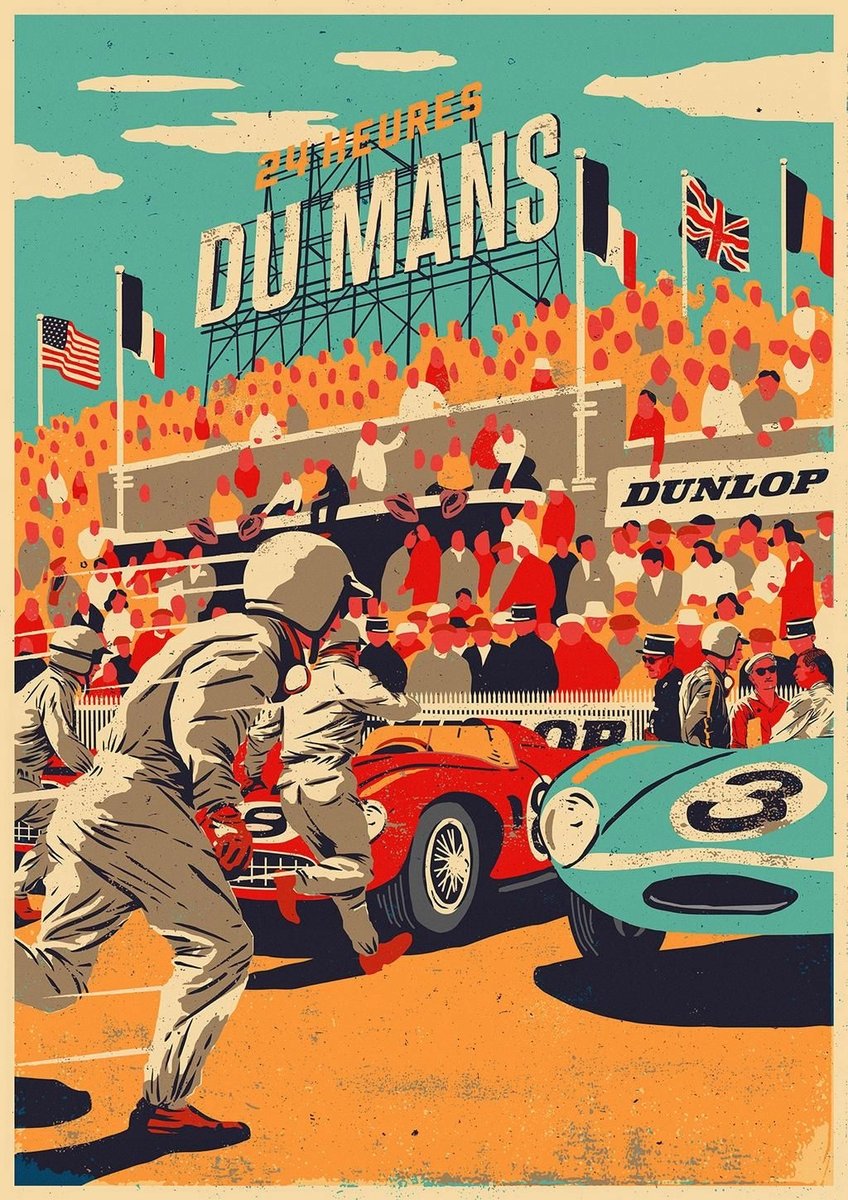 Plaque Métallique Décorative Reproduction Vintage - 24H Du Mans 1964 - 20 X 30 Cm - Neuve