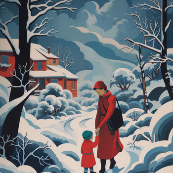 Plakat 80x80cm Matka i Dziecko w Śnieżnej Krainie - Zakito Posters