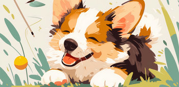 Plakat 91,3x44,5cm Beztroski Corgi - Zakito Posters