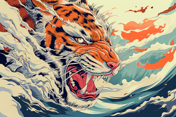 Plakat 91,5x61cm Tygrys Na Fali - Zakito Posters