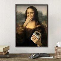 Plakat A3 w ramie dekoracja pokoju Art Mona Lisa WC humor zabawny plakat Deco-Online
