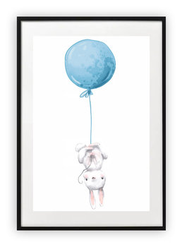 Plakat B2 50x70 cm Królik balonik niebieski WZORY - Printonia