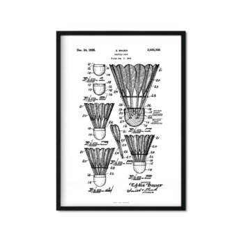 Plakat Badminton (II), biało-czarny, 40x50 cm - Love The Journey
