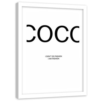 Plakat dekoracyjny w ramie białej FEEBY Moda napis na białym tle COCO, 40x60 cm - Feeby