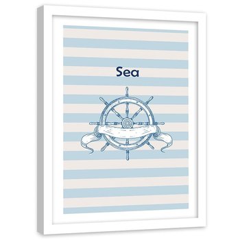 Plakat dekoracyjny w ramie białej FEEBY Ster motyw morski napis, 20x30 cm - Feeby