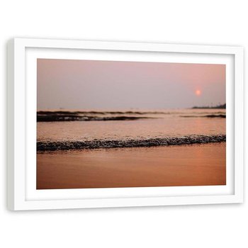Plakat dekoracyjny w ramie białej FEEBY Zachodzące słońce nad morzem, 90x60 cm - Feeby