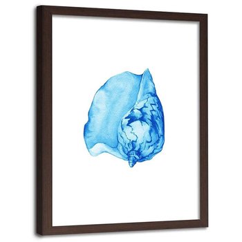Plakat dekoracyjny w ramie brązowej FEEBY Błękitna muszla abstrakcja, 20x30 cm - Feeby