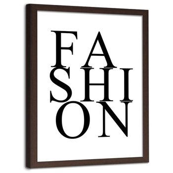Plakat dekoracyjny w ramie brązowej FEEBY Fashion napis na białym tle, 20x30 cm - Feeby