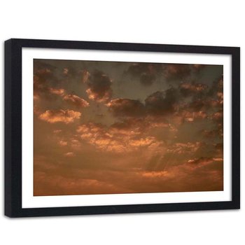Plakat dekoracyjny w ramie czarnej FEEBY Chmury podczas zachodu słońca, 90x60 cm - Feeby