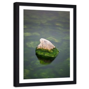 Plakat dekoracyjny w ramie czarnej FEEBY Kamień w wodzie glony, 20x30 cm - Feeby