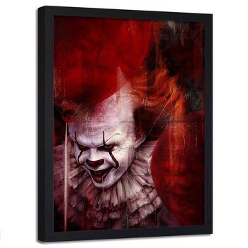Plakat dekoracyjny w ramie czarnej FEEBY Klaun horror portret, 50x70 cm - Feeby