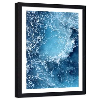 Plakat dekoracyjny w ramie czarnej FEEBY Morze fale widok z lotu ptaka, 50x70 cm - Feeby
