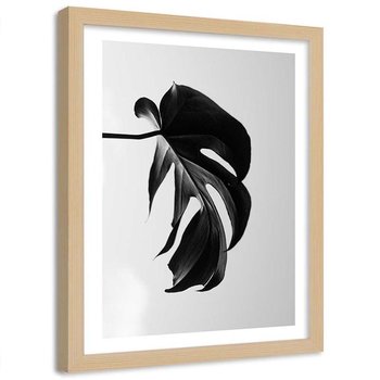 Plakat dekoracyjny w ramie naturalnej FEEBY Monstera liść abstrakcja, 13x18 cm - Feeby