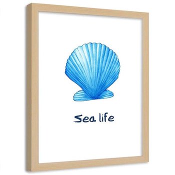 Plakat dekoracyjny w ramie naturalnej FEEBY Muszla i Sea life, 40x50 cm - Feeby