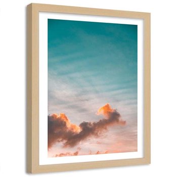 Plakat dekoracyjny w ramie naturalnej FEEBY Niebo podczas zachodu słońca, 40x50 cm - Feeby