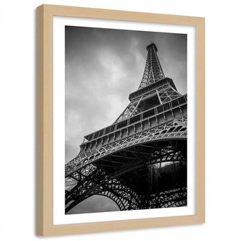 Plakat dekoracyjny w ramie naturalnej FEEBY Paryż Wieża Eiffla, 60x80 cm - Feeby