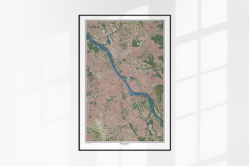 Plakat dzisiejsza Warszawa, plan miasta 1:25000, współczesna mapa ścienna w stylu vintage 90x60 cm  - DodoPrint