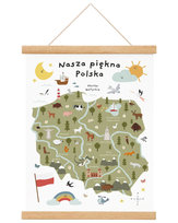 Plakat edukacyjny dla dzieci Mapa Polski 30x40 A3 cm / Joachimki
