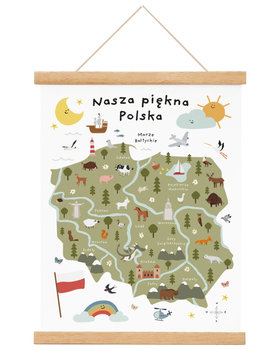 Plakat edukacyjny dla dzieci Mapa Polski A4 21x30 A4 cm / Joachimki - Joachimki