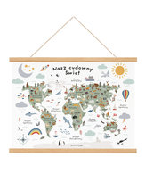 Plakat edukacyjny dla dzieci Mapa Świata kontynenty 30x40 A3 cm / Joachimki