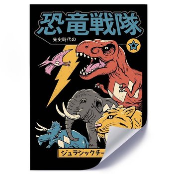 Plakat FEEBY Dinozaury anime, 50x70 cm - Feeby