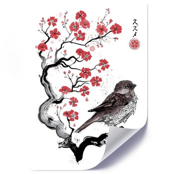 Plakat FEEBY Wróbel na japońskiej wiśni, 50x70 cm - Feeby