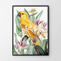 Plakat HOG STUDIO Papuga w kwiatach, A4, 21x29,7 cm - Hog Studio