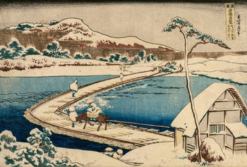 Plakat, Hokusai, An Ancient Picture of the Boat Bridge at Sano in Kozuke Province, 59,4x42 cm - reinders
