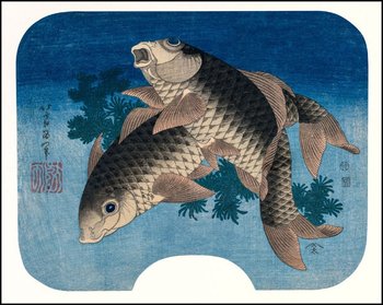 Plakat, Hokusai, Carp Swimming by Water Weeds, 30x20 cm - reinders