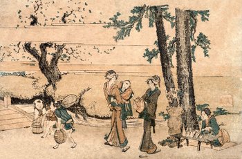 Plakat, Hokusai, Group of Figures near a Brook, 59,4x42 cm - reinders