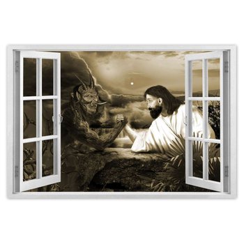 Plakat Jezus Diabeł Siłowanie, 90x60 cm - ZeSmakiem
