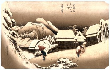 Plakat, Kambara Evening Snow, Hiroshige, 30x20 cm - reinders