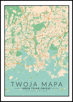 Plakat, Mapa Twojego miasta kolorowa, 40x50 cm - reinders