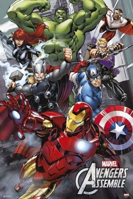 Plakat Marvel Avengers Assemble Iron Man Czarna Wdowa Hulk plakaty na ...