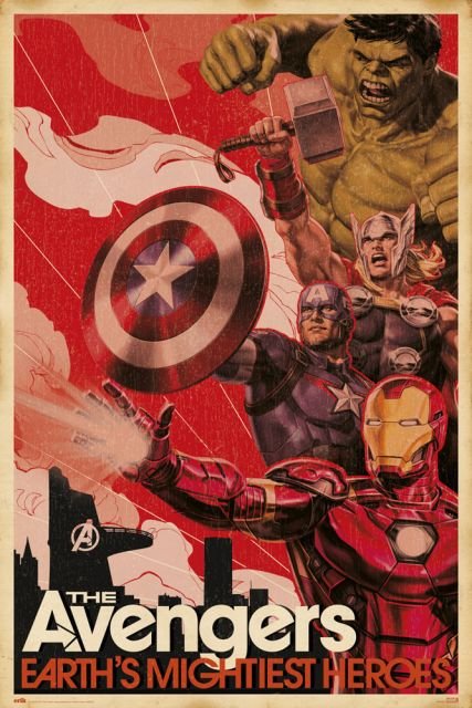 Plakat Marvel Avengers Hulk Iron Man Thor Kapitan Ameryka plakaty na ...
