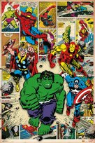 Plakat Marvel Comic Here Come The Heroes Hulk Thor Iron Man plakaty na ścianę 61x91,5 cm Marvel