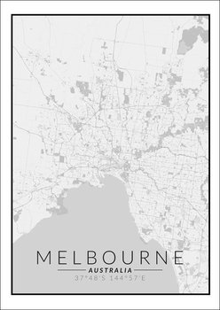 Plakat, Melbourne mapa czarno biała, 40x60 cm - reinders