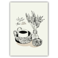 Plakat motywacyjny boho z kawą i cytatem | Dekoracja wnętrz 30x40 cm