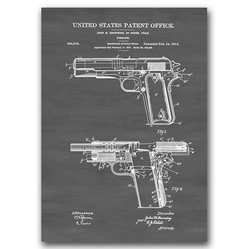 Plakat na płótnie na ścianę Pistolet Patent A2 - Vintageposteria
