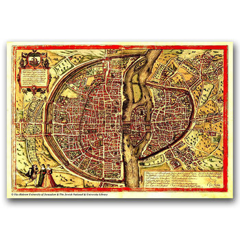 Plakat na ścianę Stara mapa Paryża A1 85x60 cm - Vintageposteria